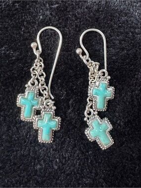 Studio Barse Sterling SilverTurquoise Cross Dangle Earrings
